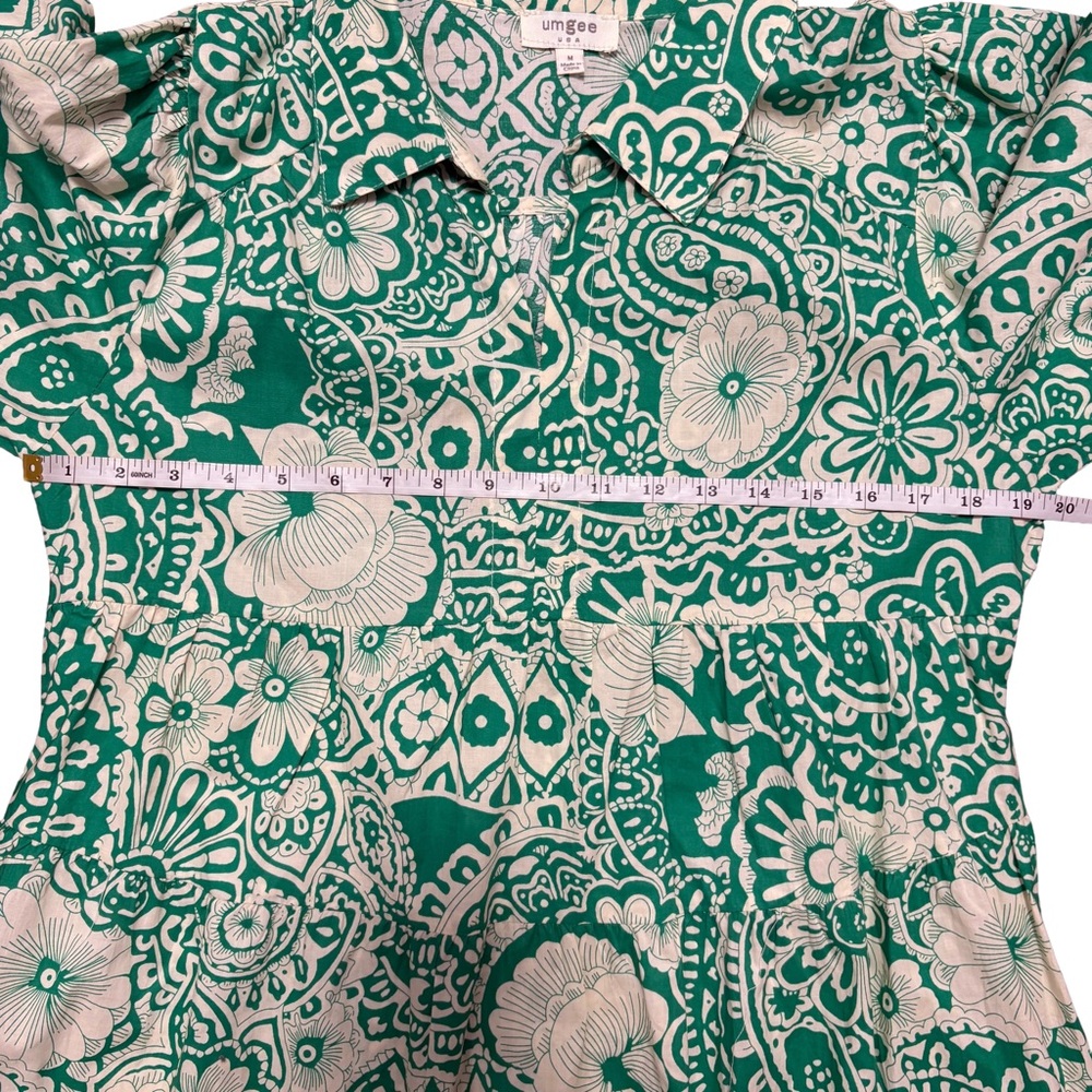 Umgee Boho Cream and Green Floral Paisley Print Secret Garden Dress - Picture 9 of 9
